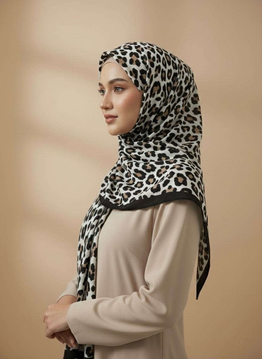 Premium Leopard Print Lawn Hijab - Razia Hijab