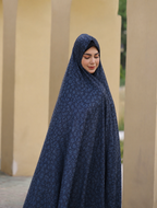 Premium Iranian Navy Blue Floral Printed Chador
