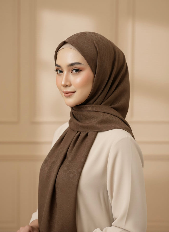 Premium Self-Print Floral Lawn Hijab - Razia Hijab Hover Image