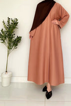 Everyday Front Open Abaya - Dusty peach