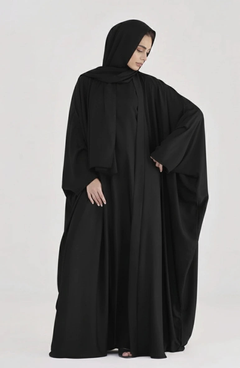 Luxe Layer Farasha Cut Abaya - Black