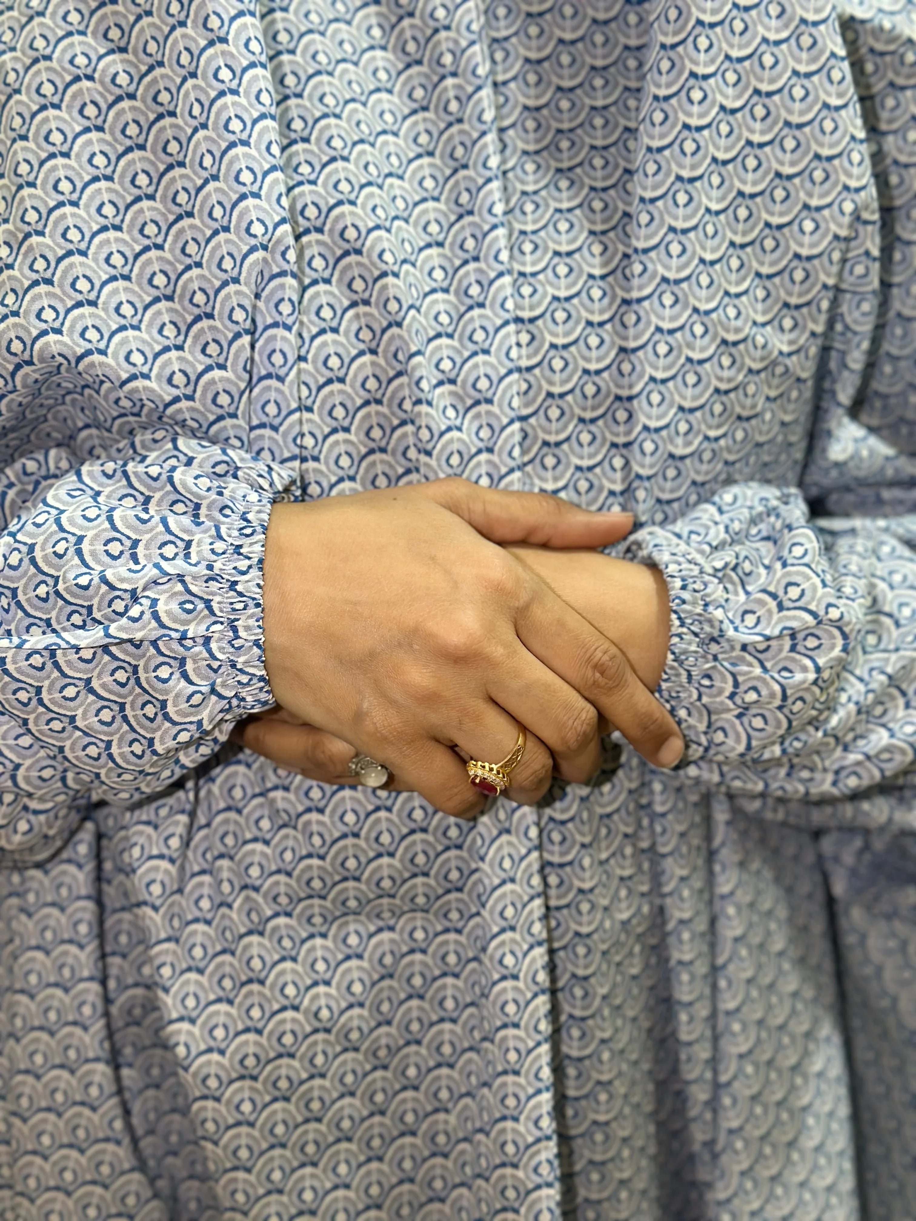 Blue Printed Namaz Chador – Soft & Comfortable Prayer Wear - Razia Hijab