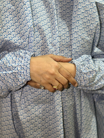 Blue Printed Namaz Chador – Soft & Comfortable Prayer Wear