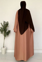 Everyday Front Open Abaya - Dusty peach