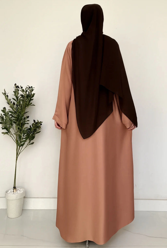 Everyday Front Open Abaya - Dusty peach Main Image