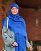 Irani Square Hijab – Royal Blue Textured Scarf