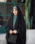 Iraqi Black Abaya – Original Nida Fabric with Handwork Sleeves - Razia Hijab