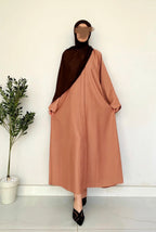 Everyday Front Open Abaya - Dusty peach