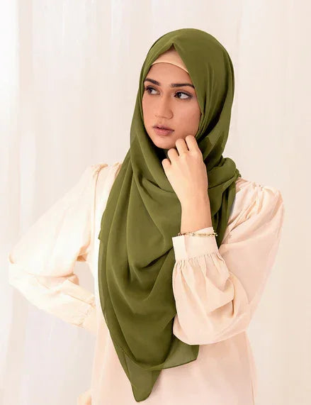 Chiffon Bubble - Deep Olive - Razia Hijab Hover Image