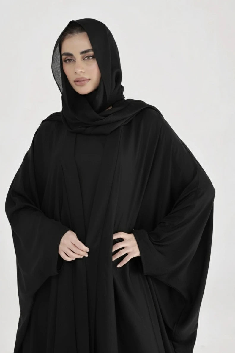 Luxe Layer Farasha Cut Abaya - Black