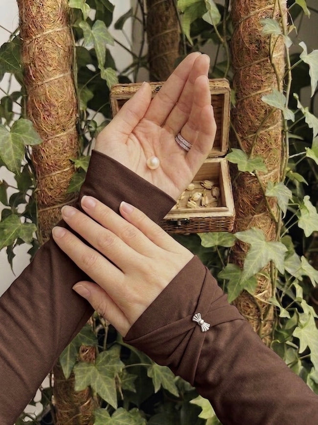Premium Chocolate Brown Modest Arm Sleeves Hover Image