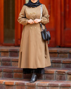 IRANI (BISCUIT BROWN) COAT FRONT OPEN STYLE - Razia Hijab