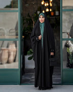 Iraqi Black Abaya – Original Nida Fabric with Handwork Sleeves - Razia Hijab