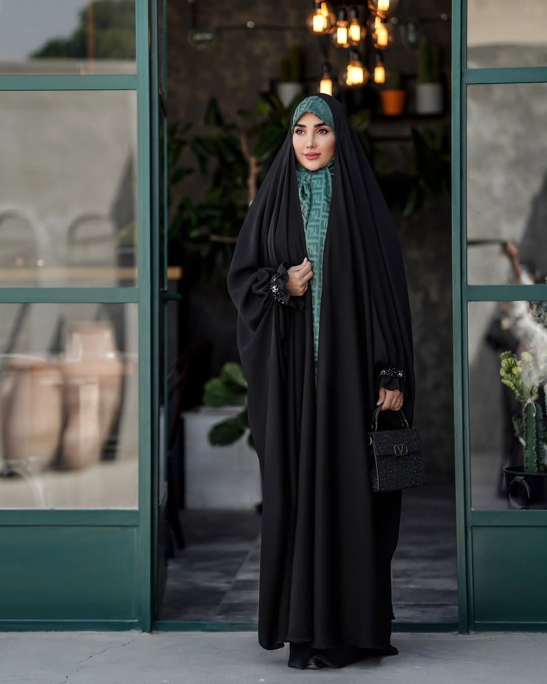 Iraqi Black Abaya – Original Nida Fabric with Handwork Sleeves