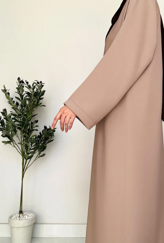 Everyday Front Open Abaya - Beige Main Image