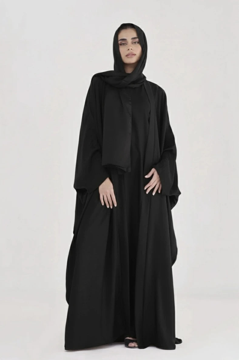 Luxe Layer Farasha Cut Abaya - Black