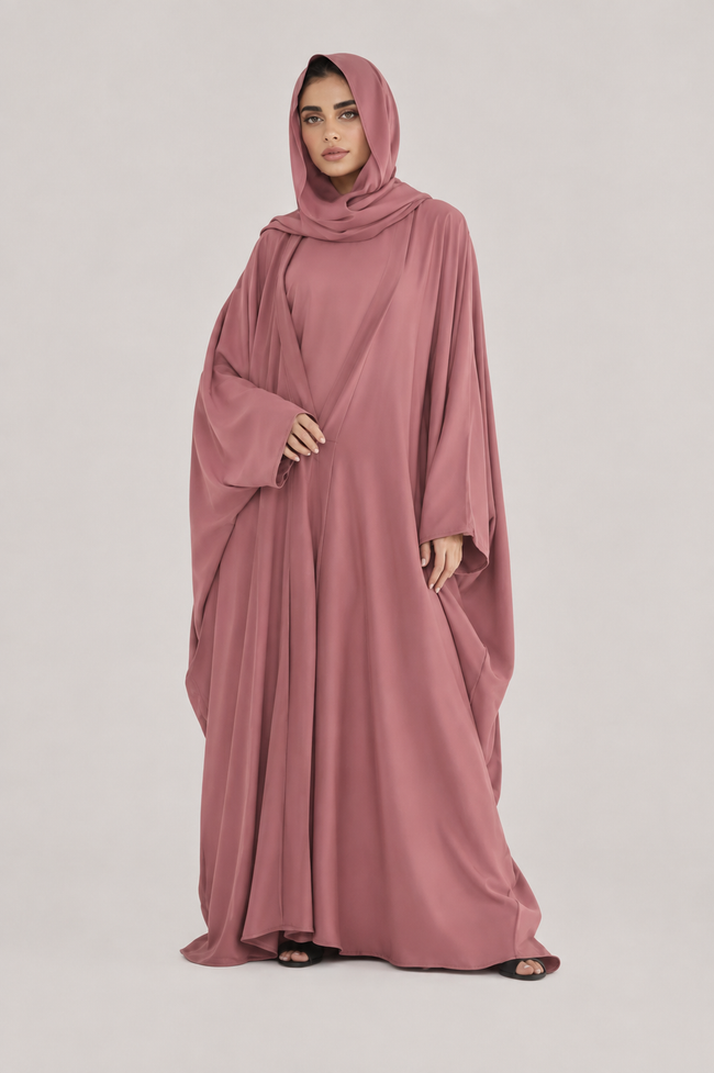 Dusty Rose Upper Abaya for Women | Modest Outer Abaya Main Image