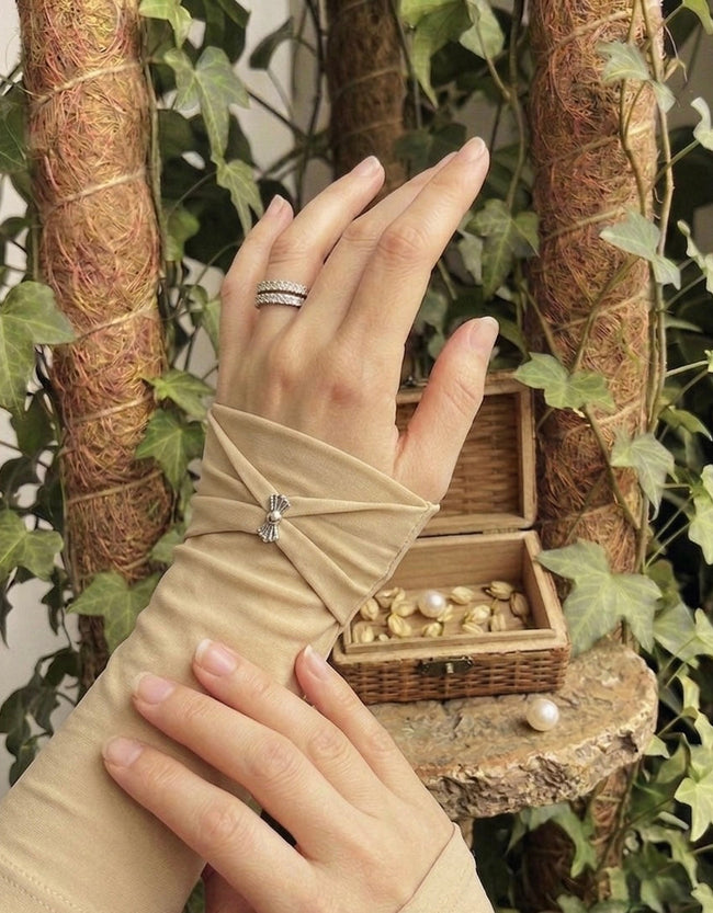 Premium Beige Modest Arm Sleeves Hover Image