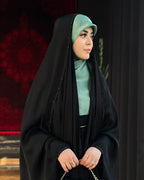 Elegant Black Irani Abaya – Front Open with Drawstring Sleeves - Razia Hijab