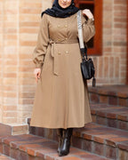 IRANI (BISCUIT BROWN) COAT FRONT OPEN STYLE - Razia Hijab
