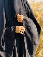 Premium Iranian Embroidered Abaya – Original Shiny Nida Fabric (Jet Black) - Razia Hijab