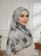 Premium Charcoal Floral Lawn Hijab - Razia Hijab
