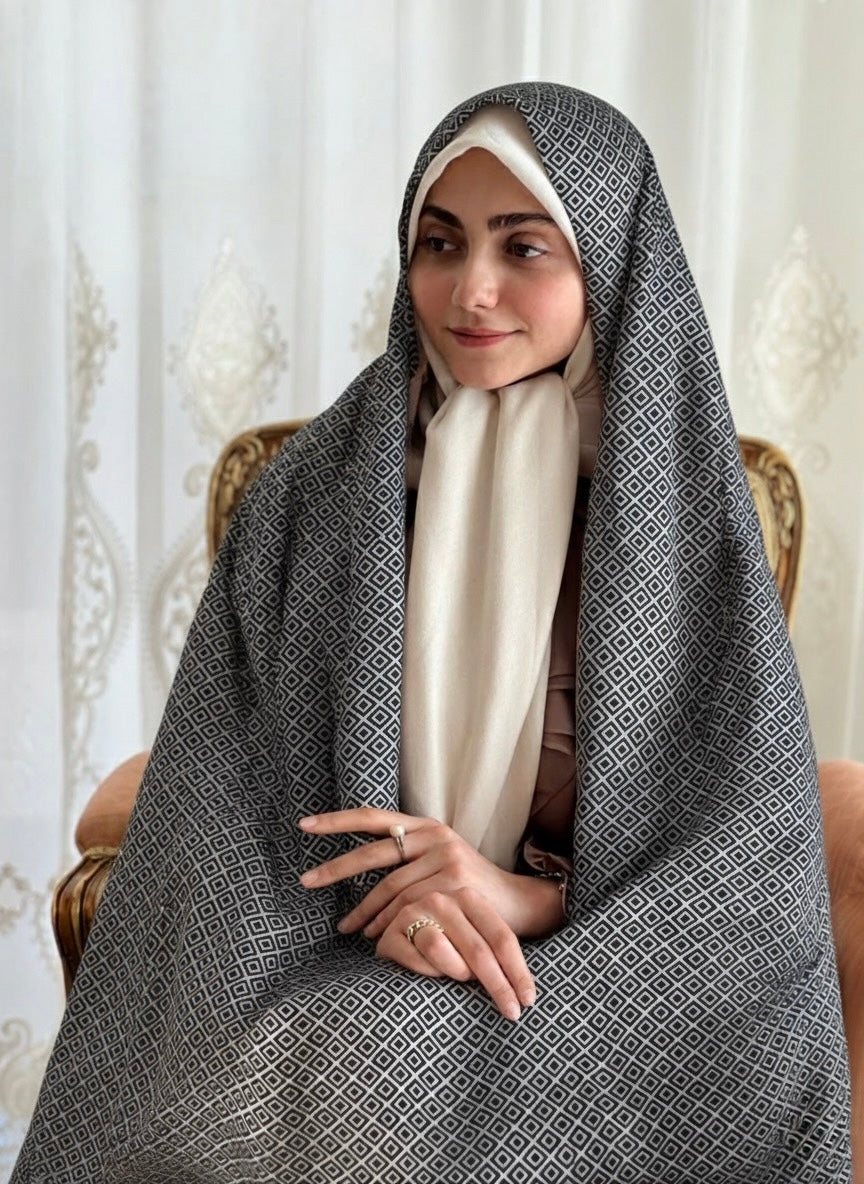 Premium Printed Iranian Linen Chador – Abstract Motif - Razia Hijab