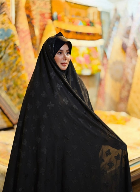 Elegant Iranian Black Self Chador