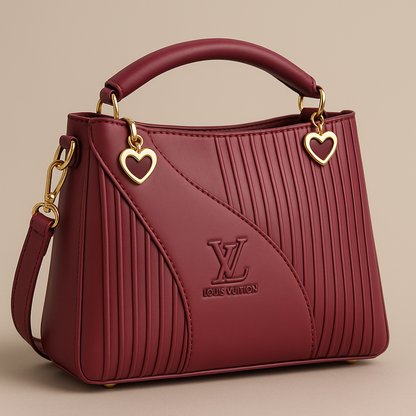 Elegant Maroon Louis Vuitton Handbag with Heart Charm Details