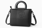 Luxury Black Dior Style Handbag - Elegant Matte Finish with Dual Handles - Razia Hijab