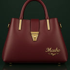 Masho Elegant Burgundy Handbag - Premium Faux Leather with Gold Detailing - Razia Hijab