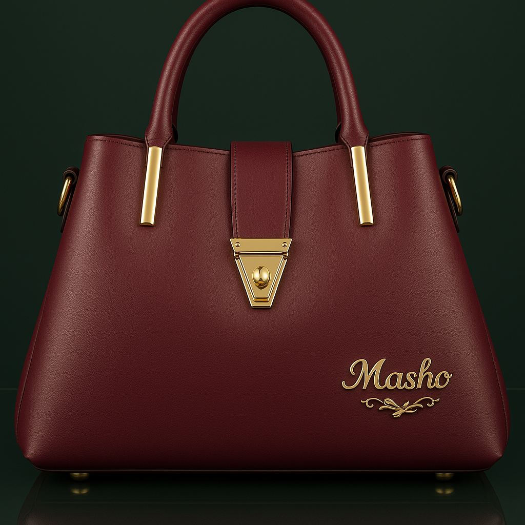 Masho Elegant Burgundy Handbag - Premium Faux Leather with Gold Detailing