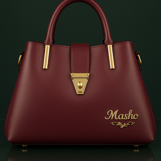 Masho Elegant Burgundy Handbag - Premium Faux Leather with Gold Detailing