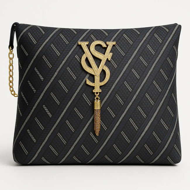 Luxury Designer Handbag for Women – Geometric Pattern with Gold YS Logo - Razia Hijab Hover Image