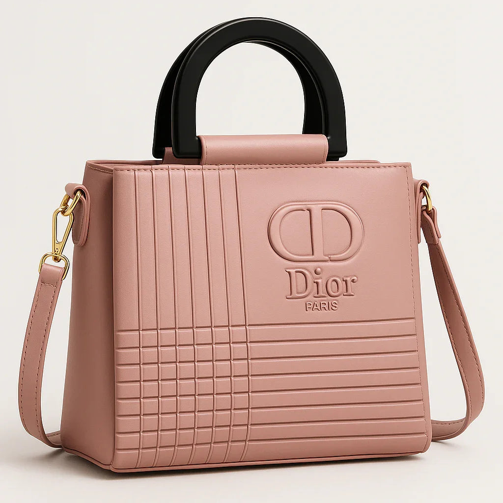 Dior Paris Designer Handbag – Soft Pink with Stylish Black Handle - Razia Hijab