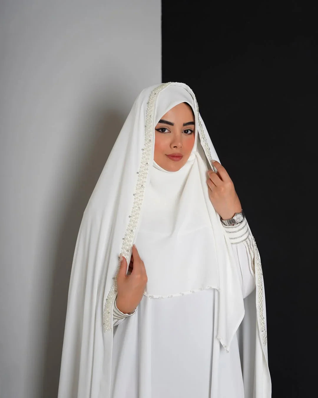 Elegant White Irani Chador – Formal - Razia Hijab
