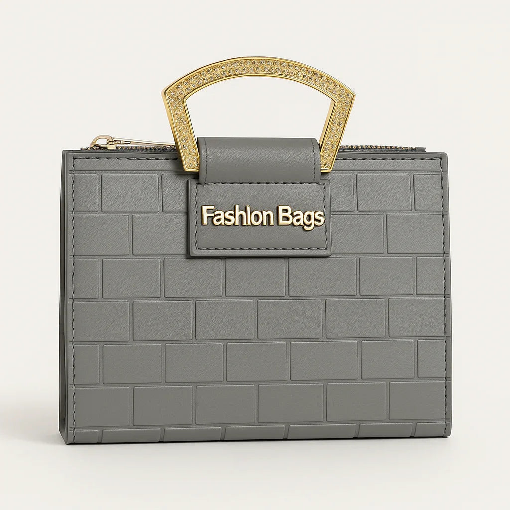 Elegant Grey Faux Leather Handbag - Razia Hijab