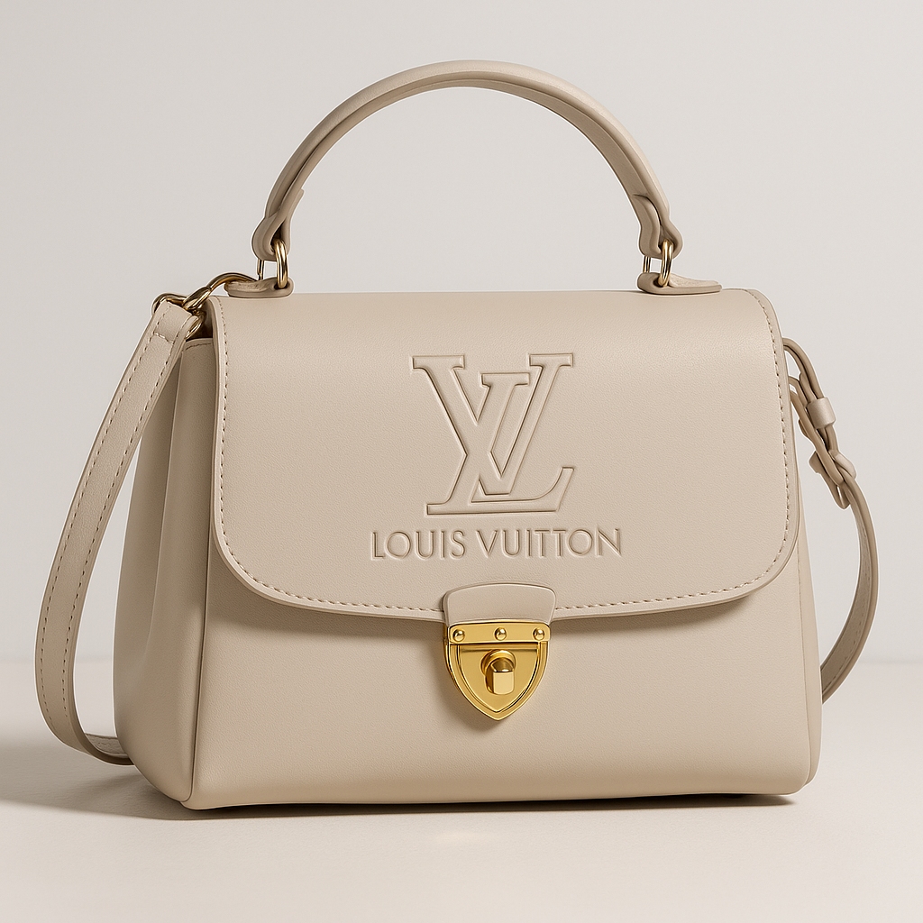 Elegant Louis Vuitton Beige Leather Shoulder Bag – Premium Designer Handbag for Women