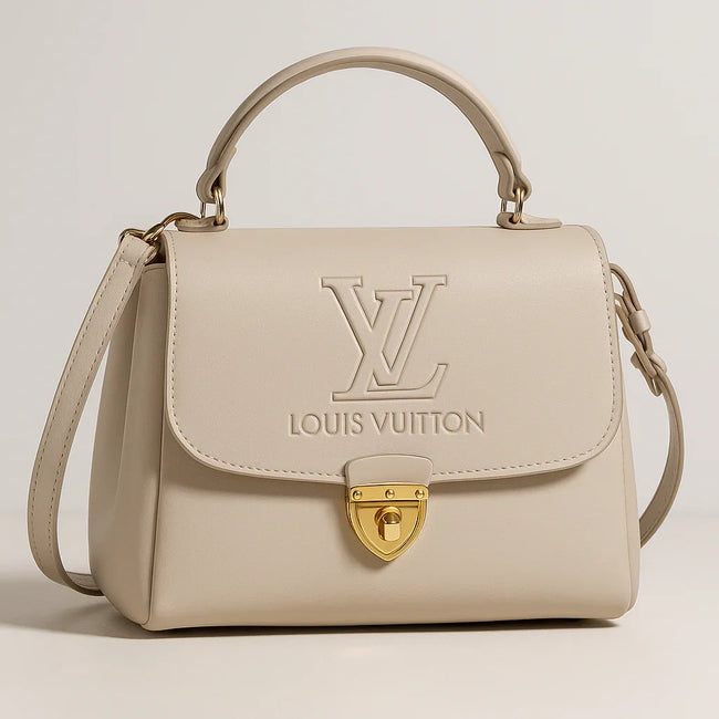 Elegant Louis Vuitton Beige Leather Shoulder Bag – Premium Designer Handbag for Women - Razia Hijab Hover Image
