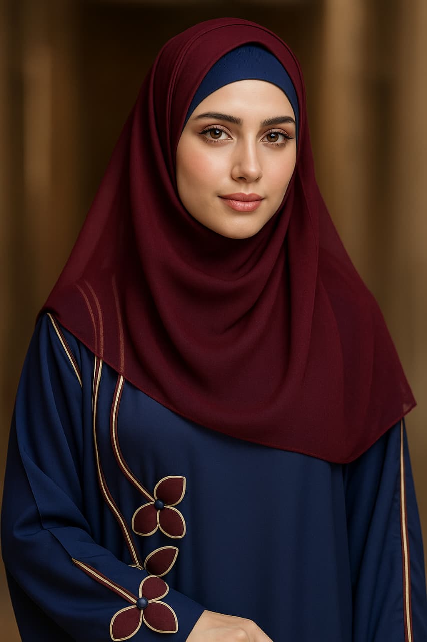 Elegant Brown Floral  Abaya Premium Chiffon with Embroidered Detail