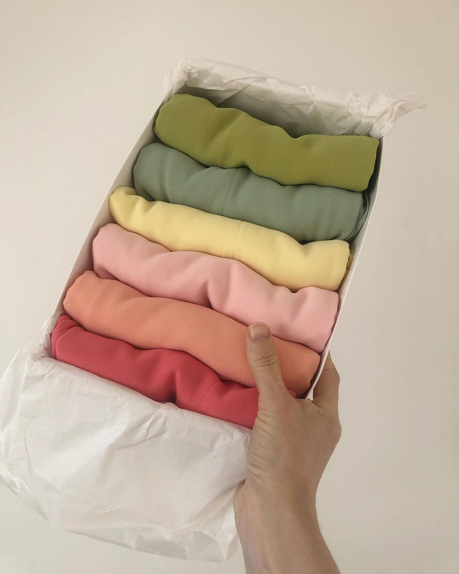 GEORGETTE HIJAB BOX OF 6 IN 'FRUIT COCKTAIL' - Razia Hijab Hover Image