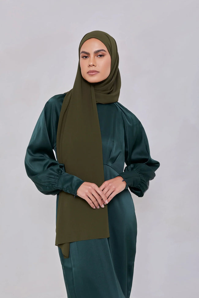 Essential Chiffon Hijab - Army Green - Razia Hijab Hover Image