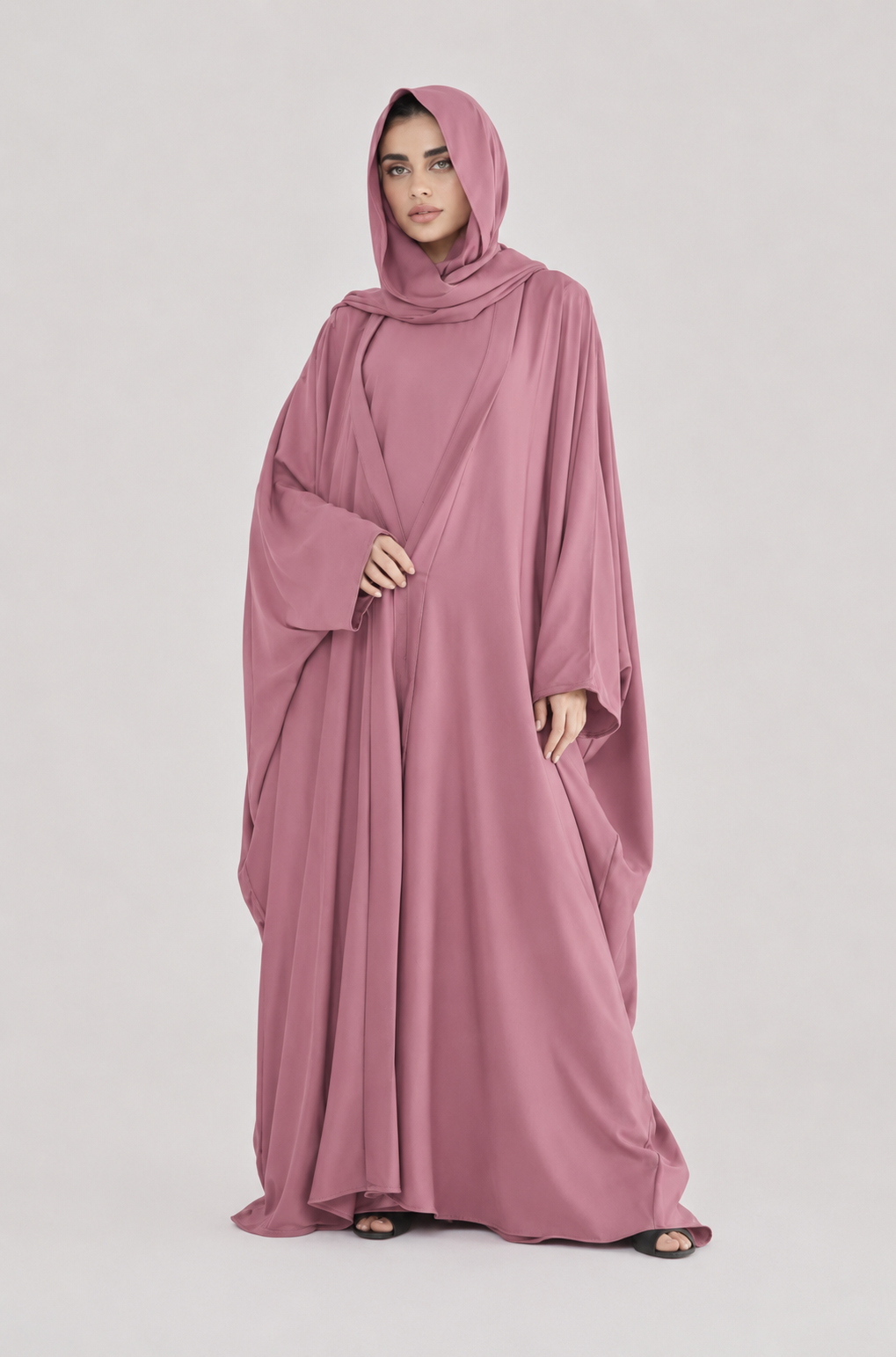 Mauve Pink Modest Upper Abaya with Wide Sleeves